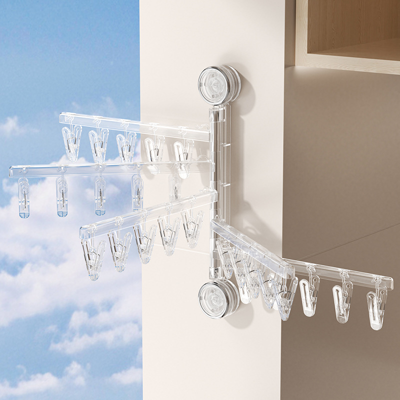 Suction Cup Rotating Clothes Drying Pin Household Multifunctional Non-Punch Wall Hanging Socks Artifact Balcony Underwear Panties Drying