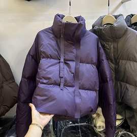 羽绒服女20255装新款欧韩货廓形设计衣襟拼接网红短款白鸭绒外套