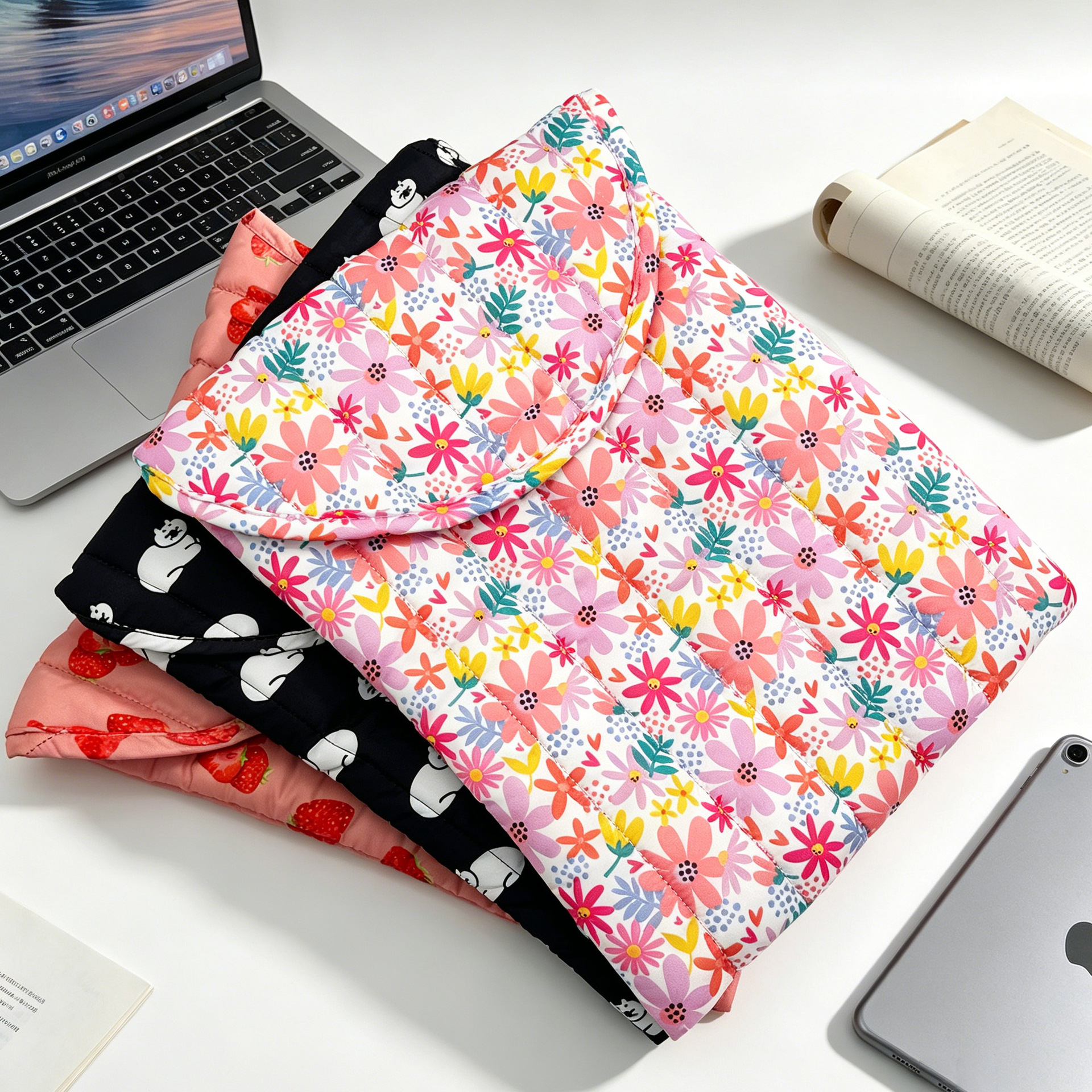 New cross-border quilted floral inner bag 15inch notebook storage bag cartoon print tablet bag wholesale