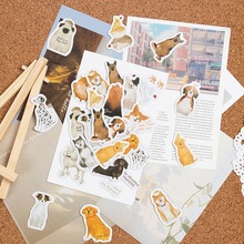 意鳥盒裝貼紙 狗狗的生活 精美插畫手帳拼貼裝飾不干膠貼畫46張入