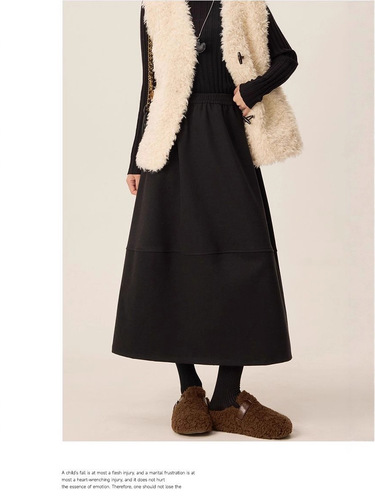 Wool skirt, umbrella-style skirt, A-line puffy wool skirt, new dark gray mid-length skirt.