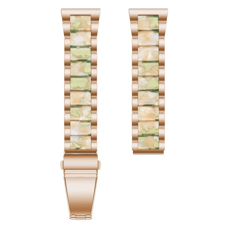 Для Fitbit Samsung Galaxy Watch4 Huawei GT2 ремешок из нержавеющей стали между тремя бусинами ремешок из смолы