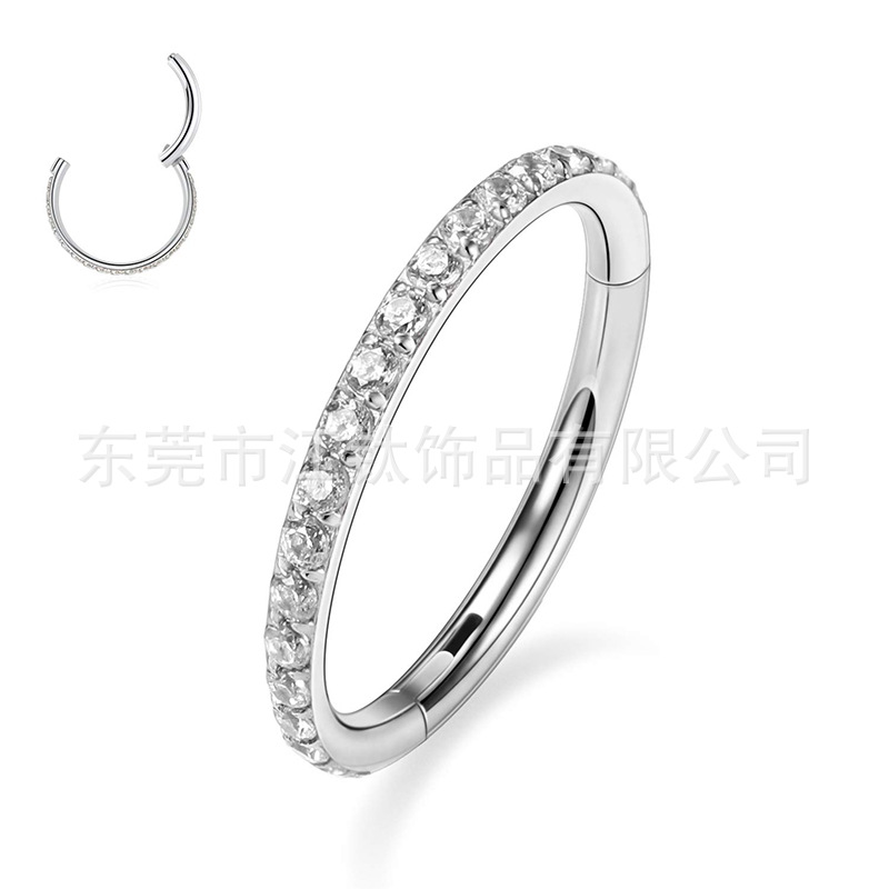G23 Titanium Nose Ring Seamless Closed Ring CZ Micro-Inlaid Zircon Nose Stud Hoop for Women Men detail image 14