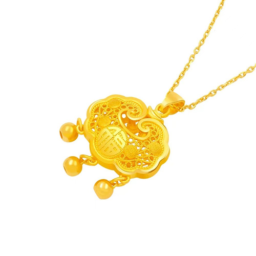Factory direct sales brass gold-plated safety lock pendant women's simple design necklace company opening event gift