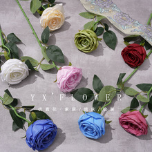 单头皇妃玫仿真假花束绢花人造塑料花高级感客厅摆件婚庆花艺成品