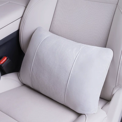 Pillows, Car Backrest Pillows — Headrest - punched-maybach-sheepskin-suedebio-fleece-liningykk-zipper-1-lumbar-support-ideal-white