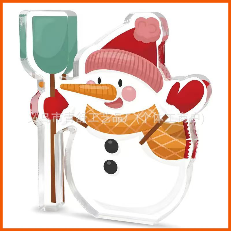 雪人亚克力桌面装饰摆件不规则形状底座，适合圣诞节新年情人节。