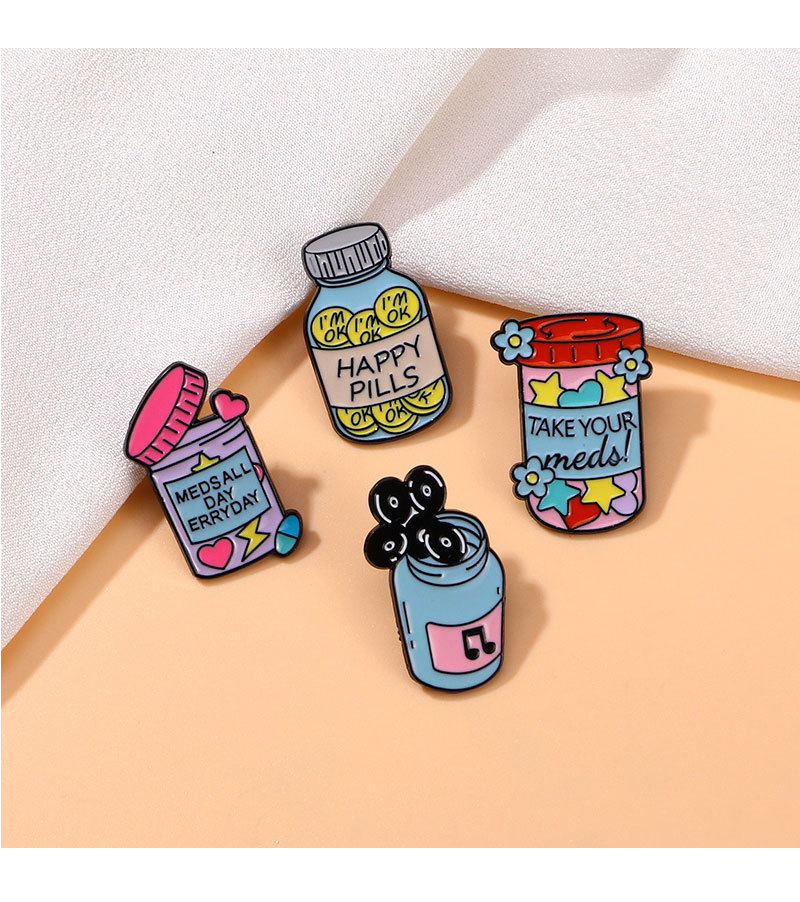 Brooches Classification Cute Modern Style Pin Letter Pill Medicine Bottle Alloy Enamel Unisex Brooches