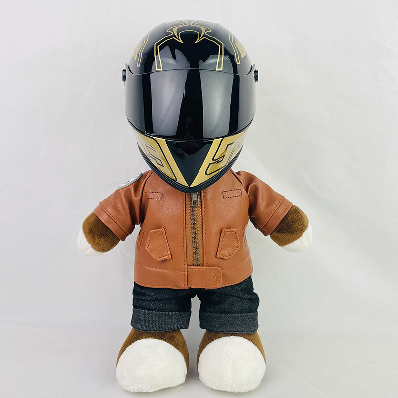 Coche eléctrico colgante oso muñeca casco cuero juguete coche tronco montar decoración 4S reparación tienda locomotora muñeca