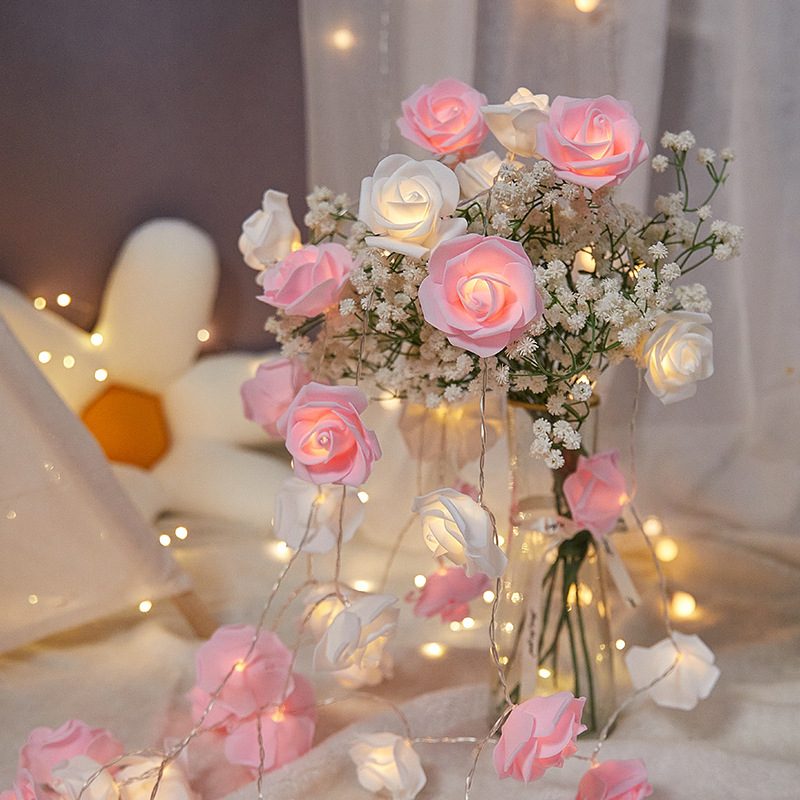 LED rose small colored lights string lights indoor proposal atmosphere lights birthday scene layout girl room decoration LED rose small colored lights string lights indoor proposal atmosphere lights birthday scene layout girl room decoration