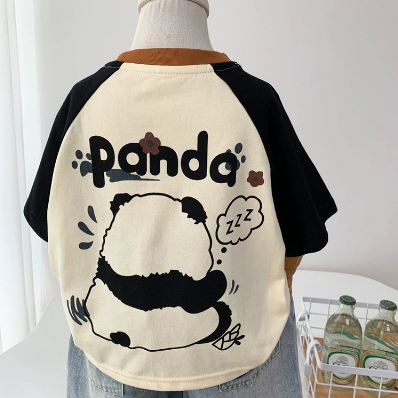Cotton summer cartoon short sleeve T-shirt for boys