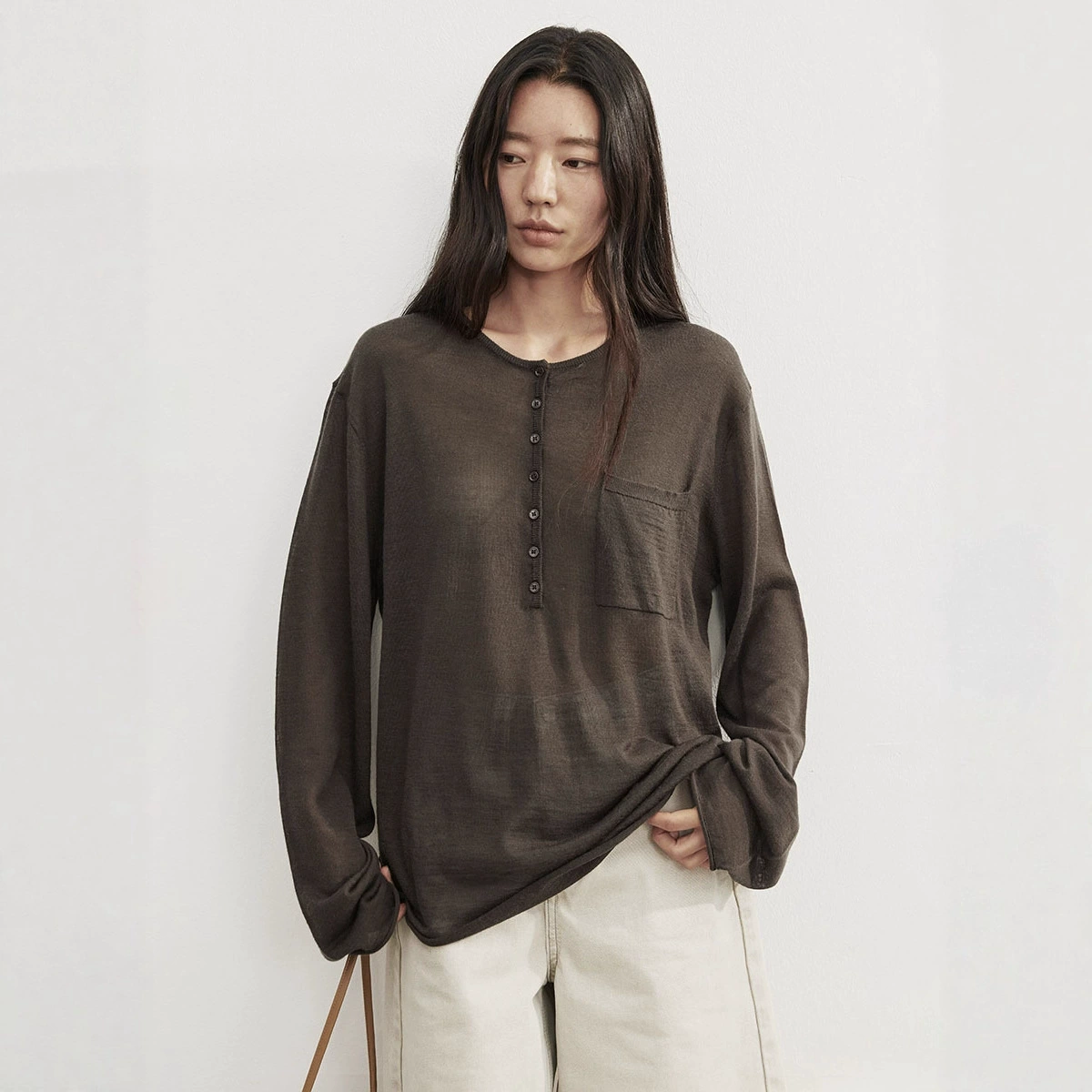 Love and Nancy Thirteen Lines 2025 Autumn Half-cardigan Solid Color Loose Lazy Feeling Pullover Wool Sweater Women 02654