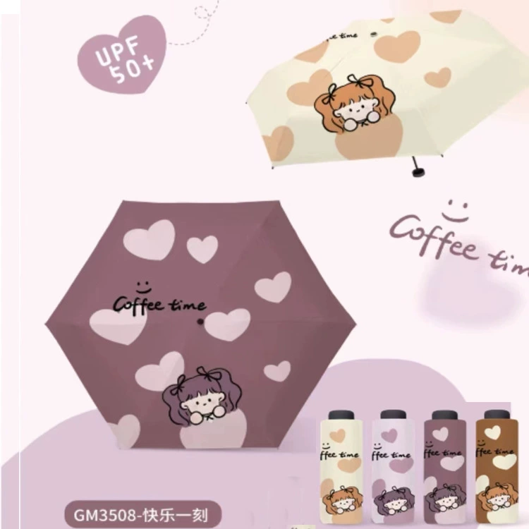 Cartoon automatic handheld umbrella, with little bears, fully automatic, sun protection