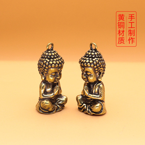 Song Dynasty Buddha statue pendant brass antique-style car keychain ornament one-yuan small gift street vendor gift wholesale