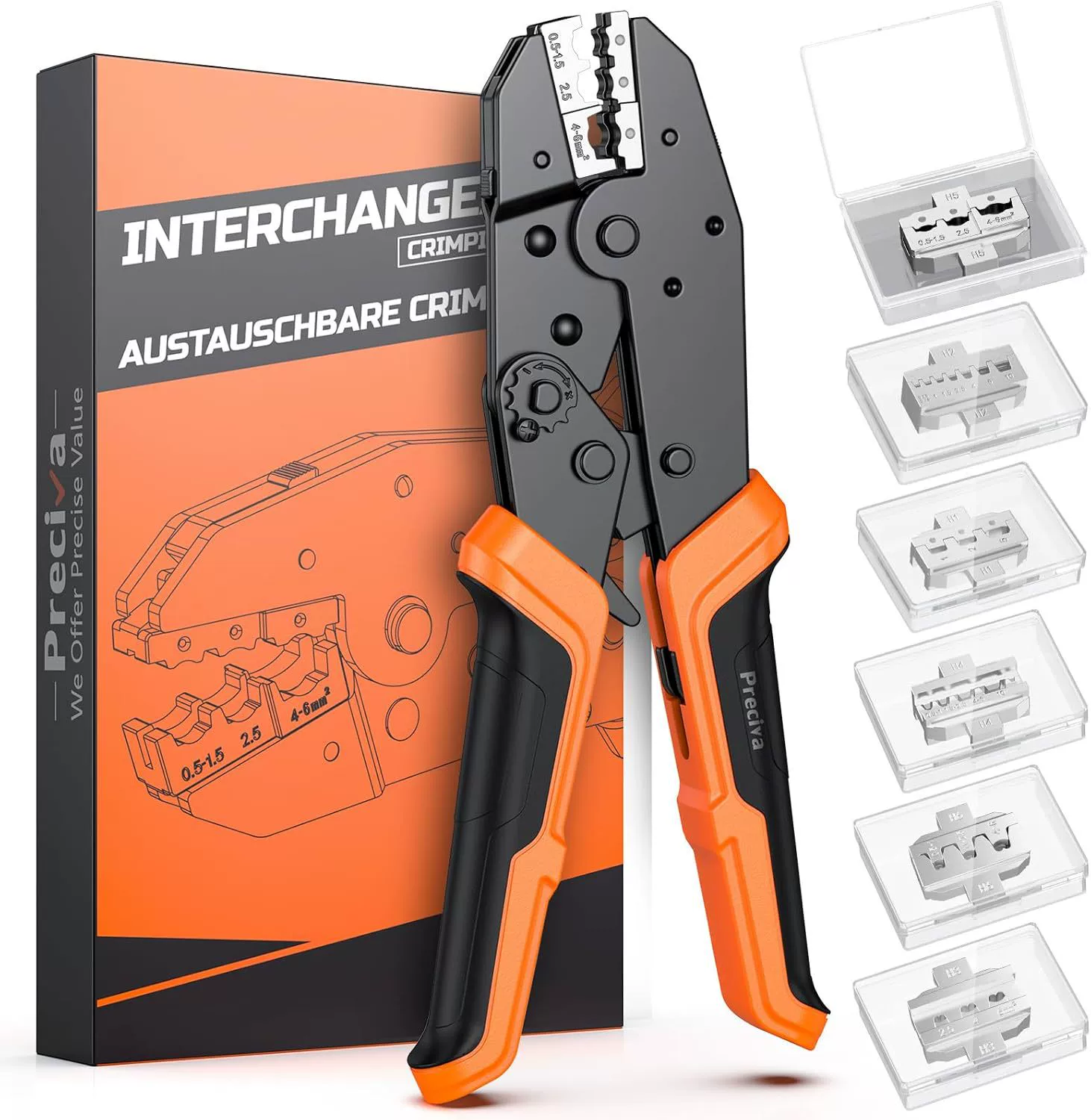 Preciva 6-элементный набор обжимных клещей для изолированных и неизолированных проводов