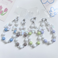 ins小眾韓風蝴蝶結串珠手機殼掛繩手機鏈網紅精緻掛件裝飾品女款