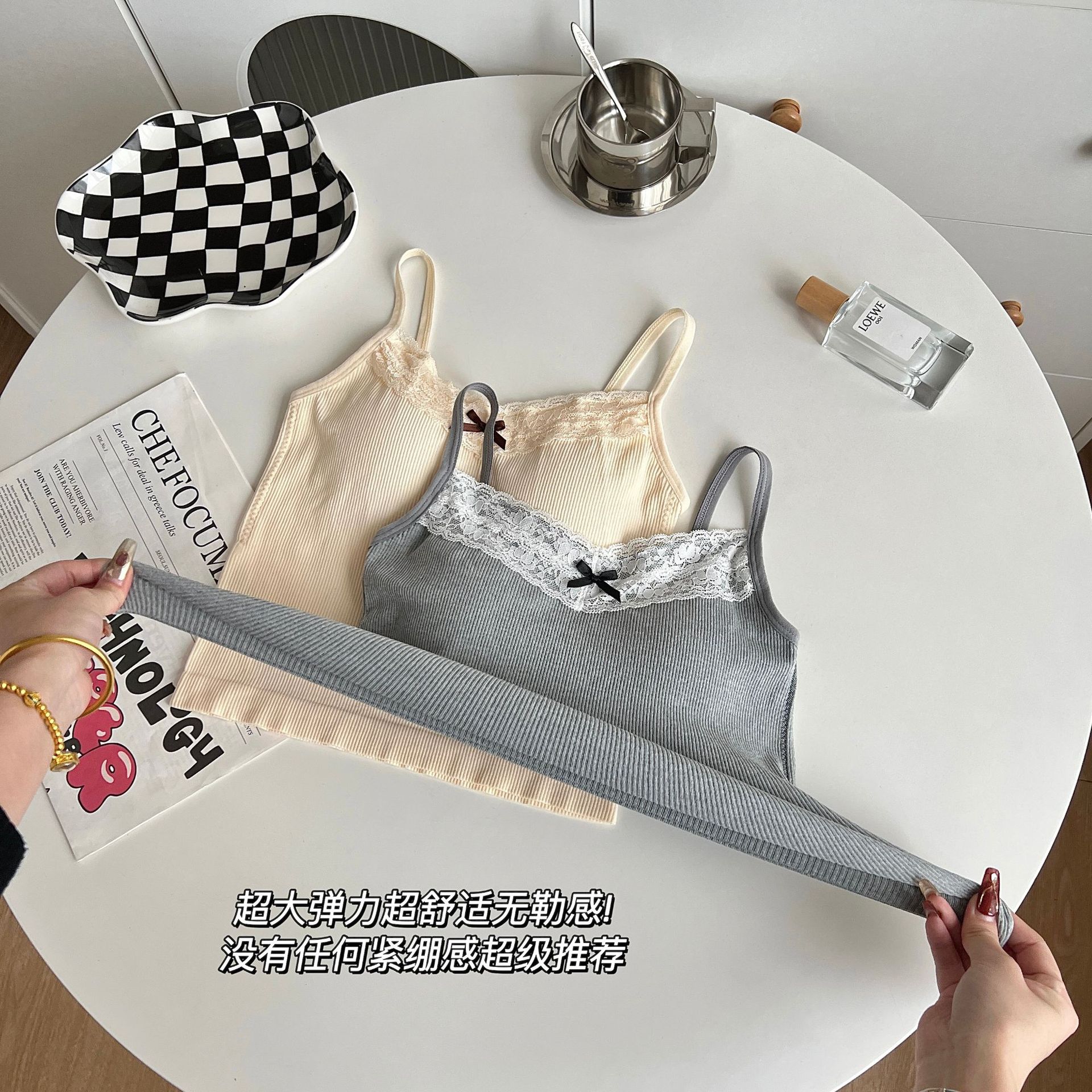 Eslinga de espalda de belleza de encaje puro para mujer, verano con almohadilla para el pecho, taza fija, chica caliente, ropa exterior, cabestrillo interior, top de tubo, mujer