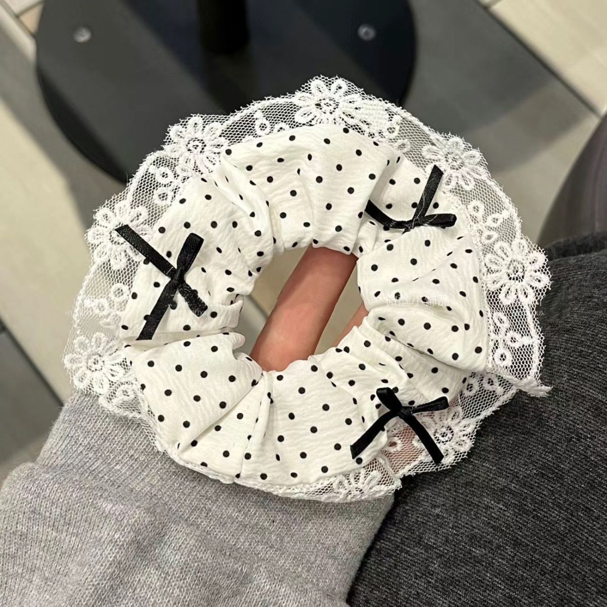 Encaje retro francés, diadema de intestino grueso, mujer 2025, nuevo estilo, cuerda para el cabello, banda de goma, lazo, dulce cuerda para el cabello, accesorios para el cabello