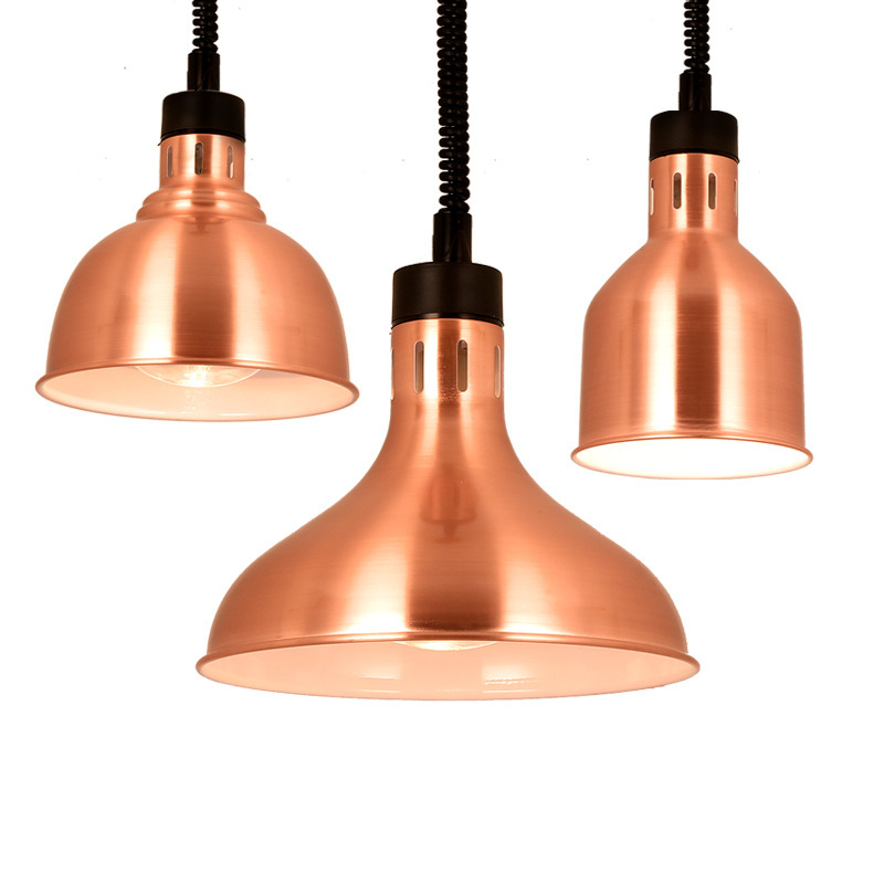 Food Warming Pendant Light Restaurant Retractable Pendant Light Single-Head Hanging Warming Lamp Buffet Food Heating Lamp