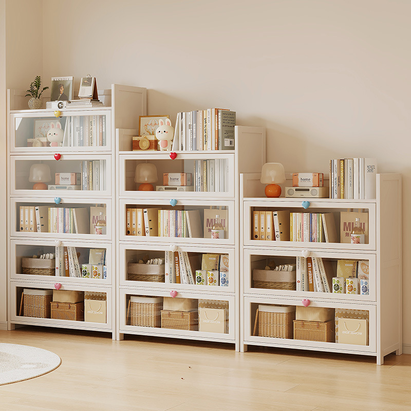 Multi-Layer Floor-Standing Bookshelf, Movable Storage Rack, Wall-Mounted Storage Cabinet, Particle Board Living Room Storage Cabinet, Simple Furniture for Home Use