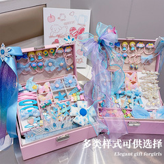 六一兒童節髮飾套裝禮盒女童生日發卡髮夾皮筋頭飾小公主首飾盒