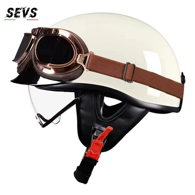 Motosiklet kaskı (dəbilqə) – vehicle helmet, Japanese-style scoop helmet - milky-white-transparent-copper-tea-mirror-m