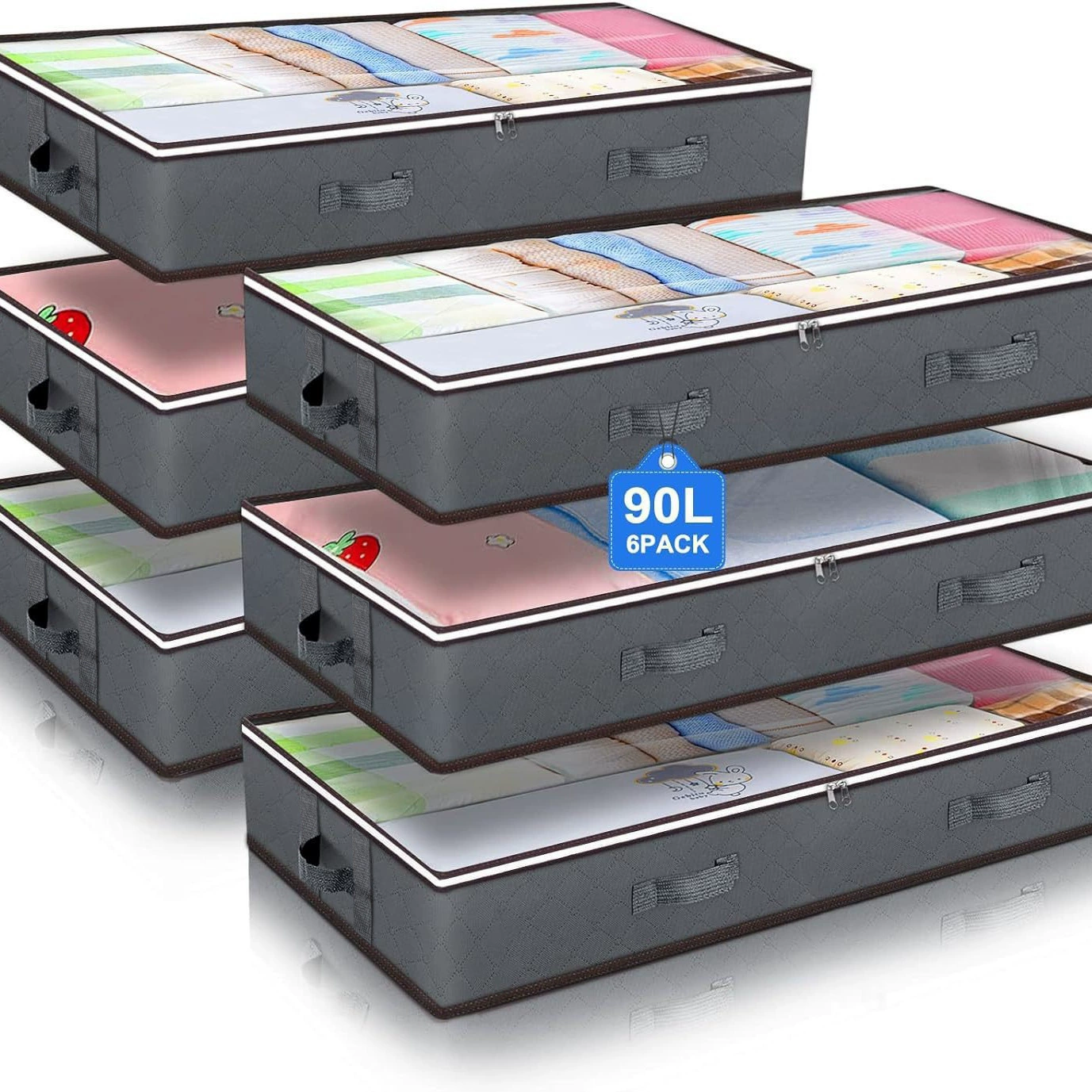 Ящик для хранения под кроватью Amazon, ящик для хранения одежды, ящик для игрушек, сумка-органайзер, плоский ящик под кроватью