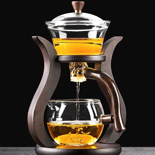 Lazy Man Semi-Automatic Palace Lamp Tea Set Glass Japanese Tea Brewer Magnetic Home Gaiwan Tea Maker Gift Box