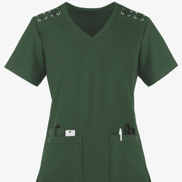 Inventory Special Offer: V-Neck Short-Sleeve Multi-Pocket T-Shirt, Fashionable Workwear for Nurses, Outdoor Leisure Wear