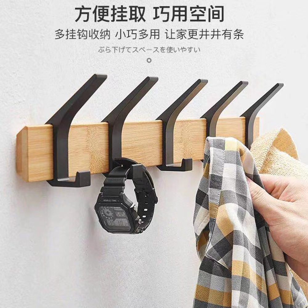 Cross border After the door Hooks Bamboo Space aluminum Sticking hook Bedroom door Back row Coat hooks clothes Hooks Amazon