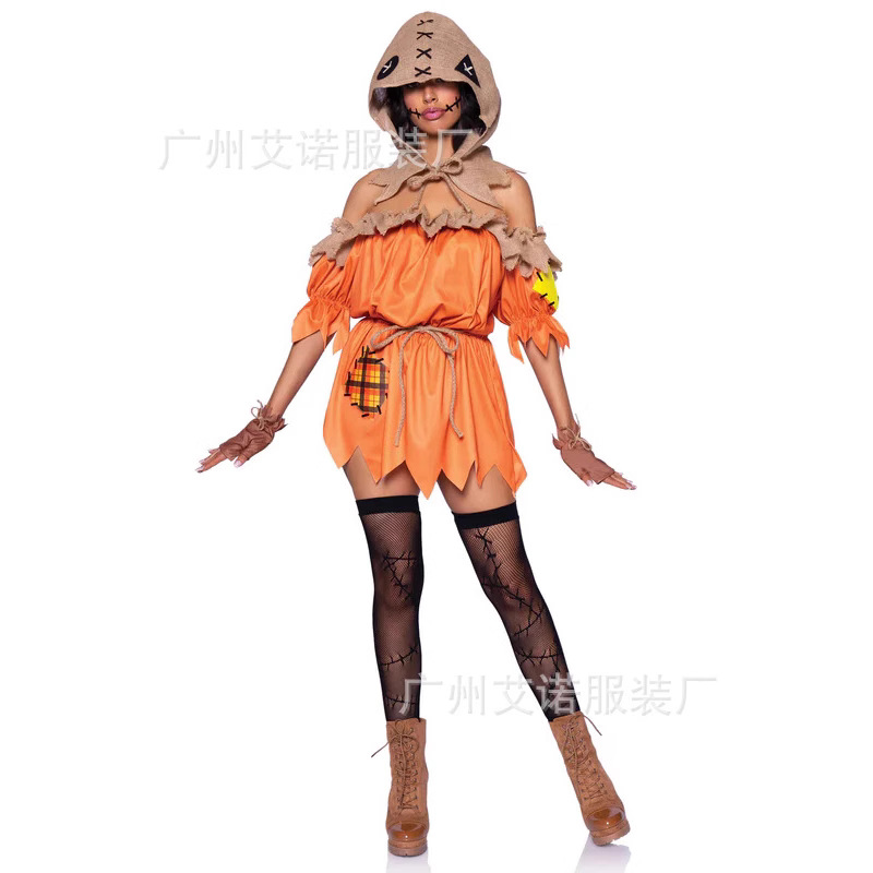 Cosplay万圣节服装原始人幽灵恶作剧者服装 稻草人舞台装