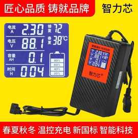 智力芯石墨烯铅酸48v60v72v智能显示温控脉冲电动车快速充电器