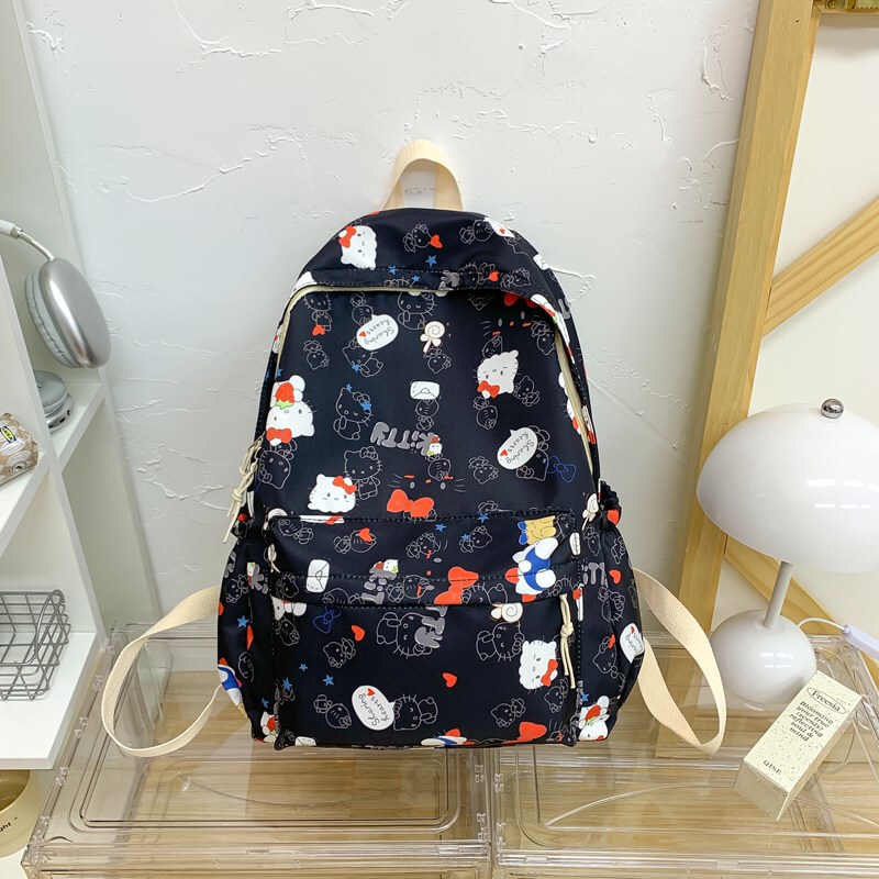 キャンパス風かわいいトレンドニッチ多用途スクールバッグプリント落書き学生女の子バックパック軽量ktバックパック|undefined