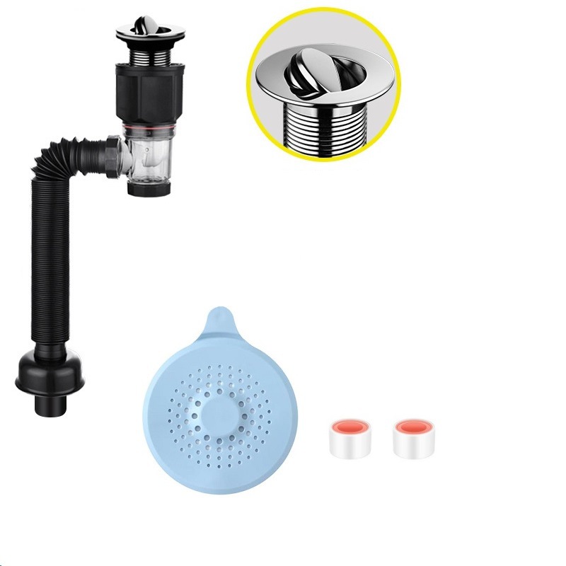 Kit de drenaje de fregadero transfronterizo de baño con cubierta de rebote transversal y vertical de drenaje integrado accesorios de lavabo antiodor