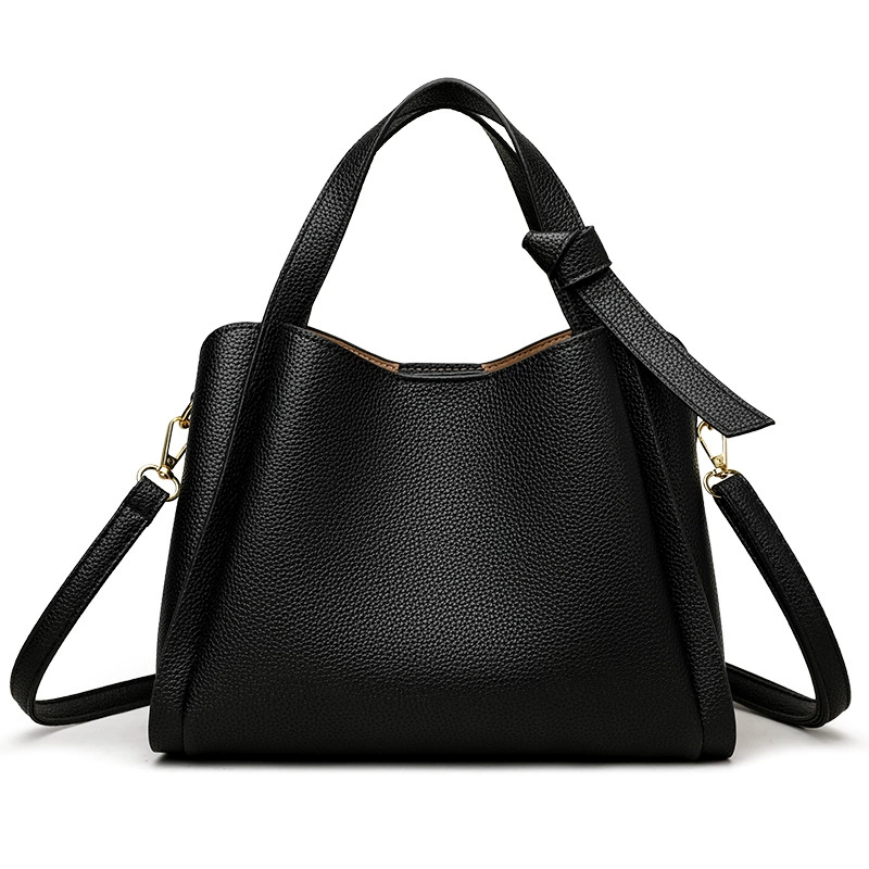 Shoulder Purse Bucket Bag, genuine leather, 26×14×20 cm, one-shoulder & crossbody strap