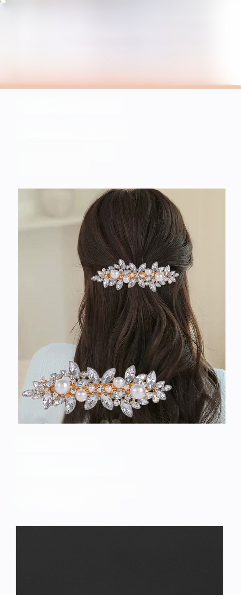 Cross-border new elegant temperament spring clip alloy hairpin rhinestone Korean version of the back of the head ponytail clip headdress wholesale_voghion.com