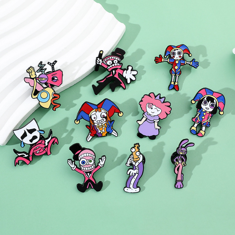 Cartoon creative personality magic digital circus brooch black comedy cartoon character peripheral badge accessories