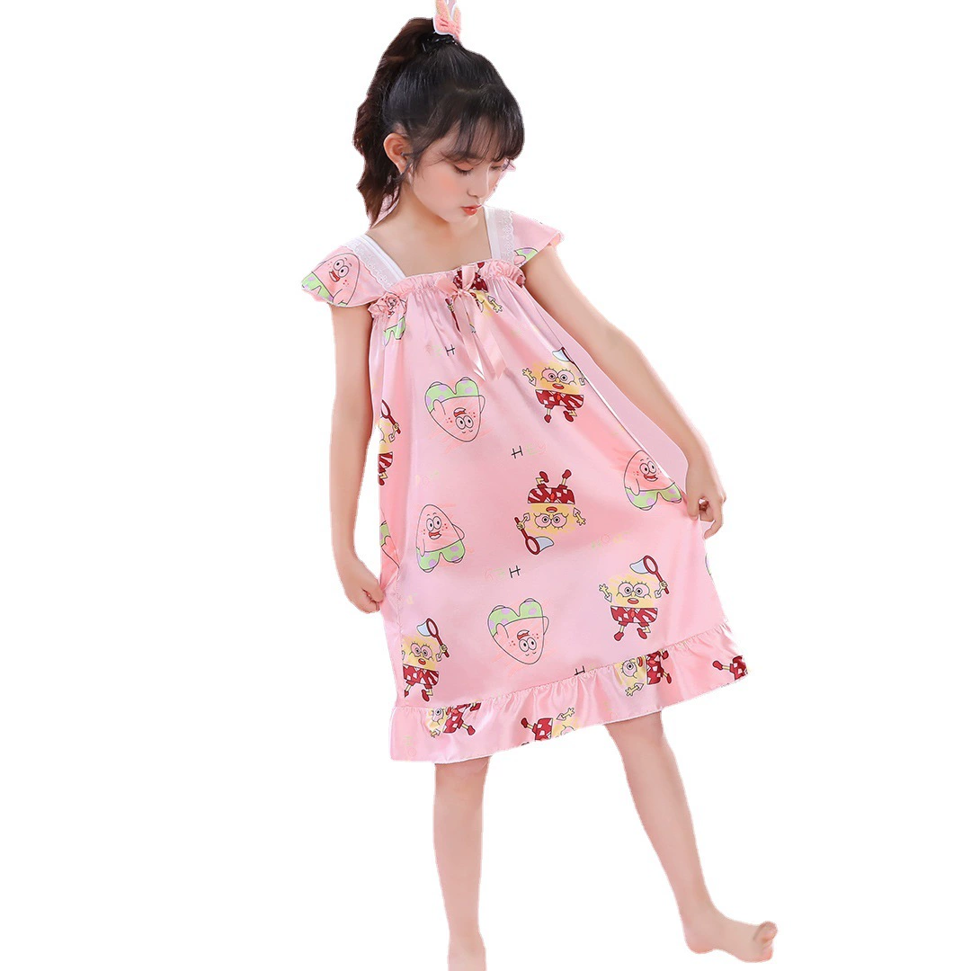 Silk summer thin children's pijama, with short sleeve, Korean style
