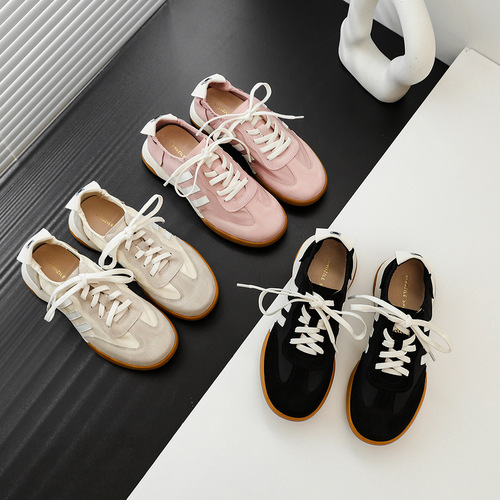 Dexun shoes, genuine leather biscuit shoes, white shoes, women's Korean version  new Forrest Gump shoes, soft-soled sports shoes, casual sneakers