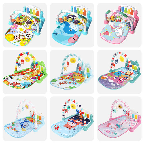 Baby fitness stand music pedal toy 0-36 months newborn baby piano game mat cross-border hot sale