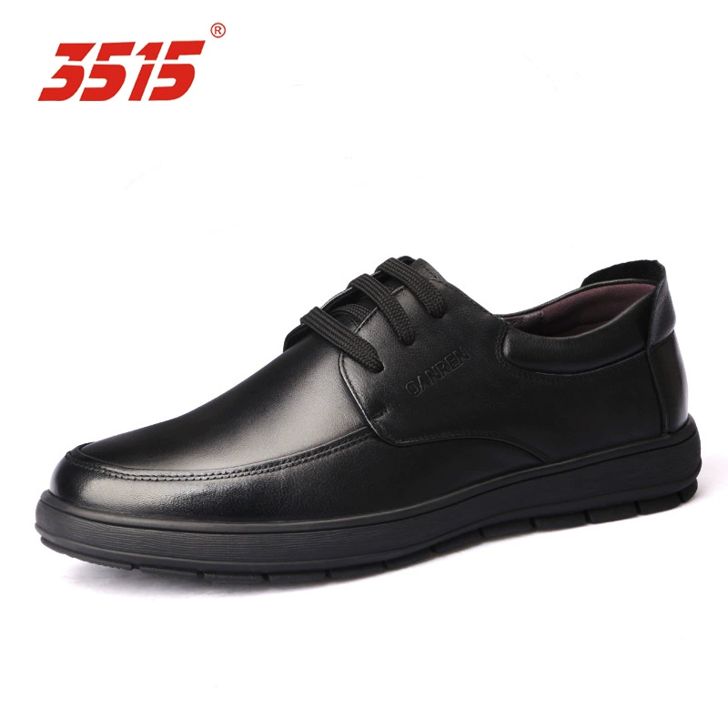 Кожаная обувь Jihua 3515, Мужская дышащая удобная черная Весенняя универсальная Рабочая мужская обувь на шнуровке, повседневная кожаная обувь