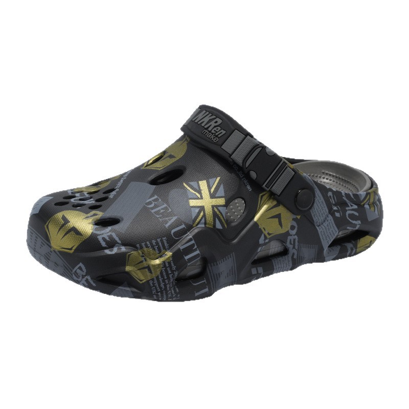 Semi pantuflas Baotou para hombre conduciendo sandalias deportivas de playa de doble uso de gran tamaño para uso exterior de verano zapatos antideslizantes con suela suave