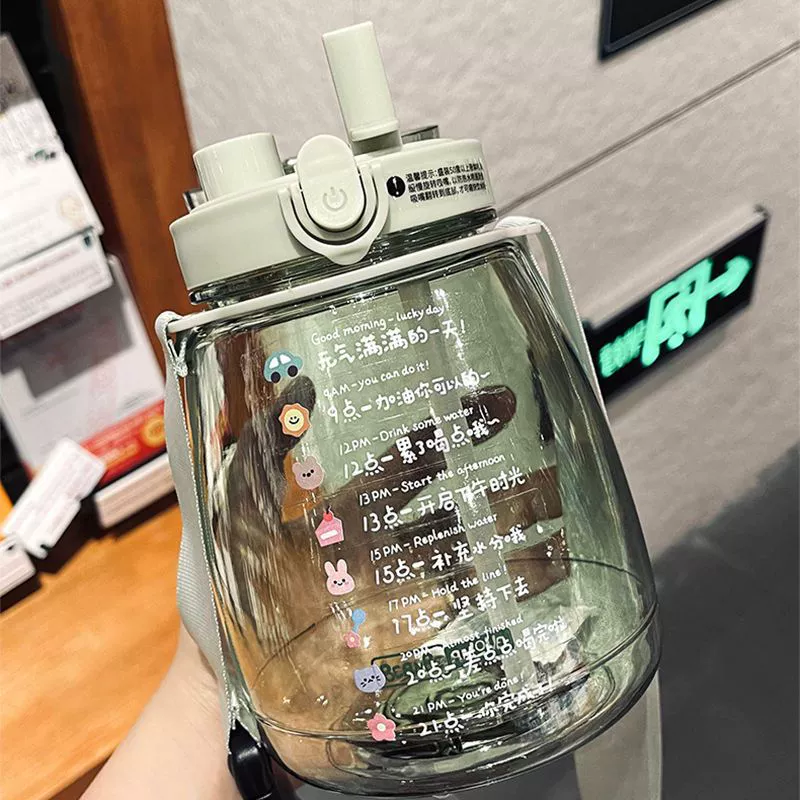 Чашка с большим животом, пищевая, устойчивая к высоким температурам, емкость воды, женская летняя детская спортивная бутылка для воды, соломенная популярная Amazon