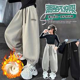 女童裤子秋冬款卫裤束脚裤中大童休闲裤