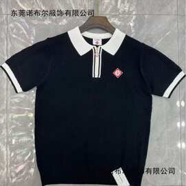 C a新款提花翻领休闲短袖Polo衫男士冰丝透气撞色商务casa图片色
