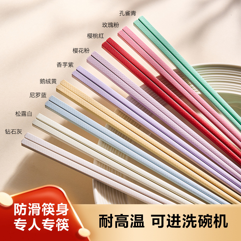 合金筷家用高档彩色分餐筷食品级SPS一人一筷防滑防霉耐高温筷子