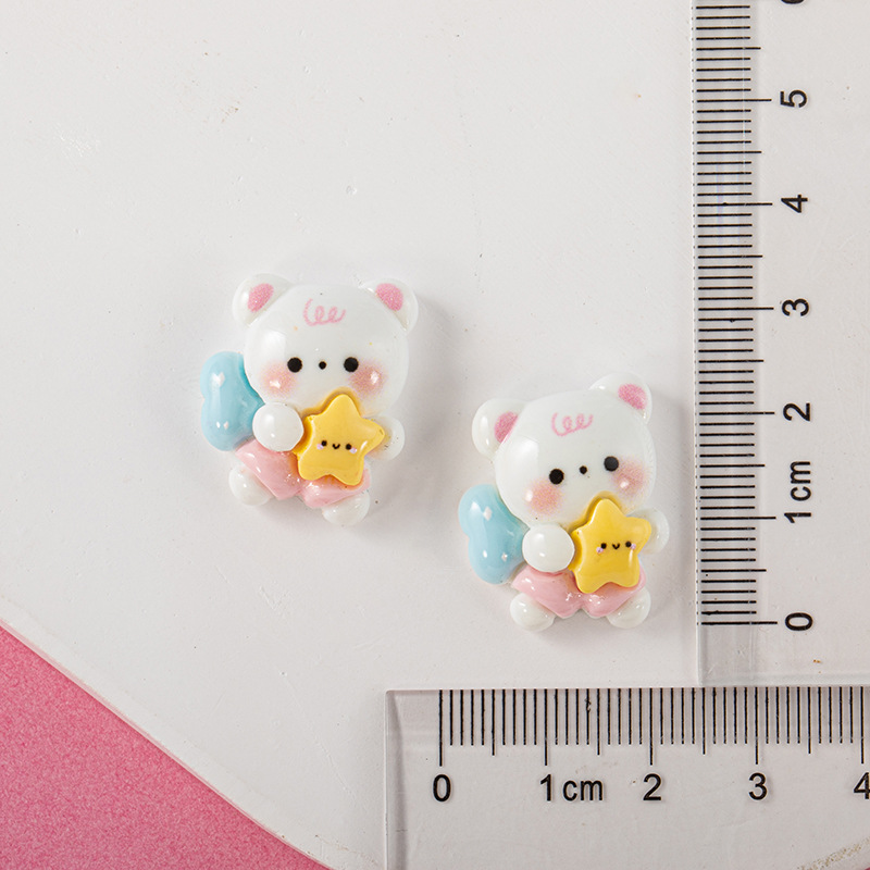 Suministro directo de fábrica dibujos animados Luna oso brillante resina accesorios DIY crema pegamento horquilla accesorios para el cabello materiales hechos a mano al por mayor