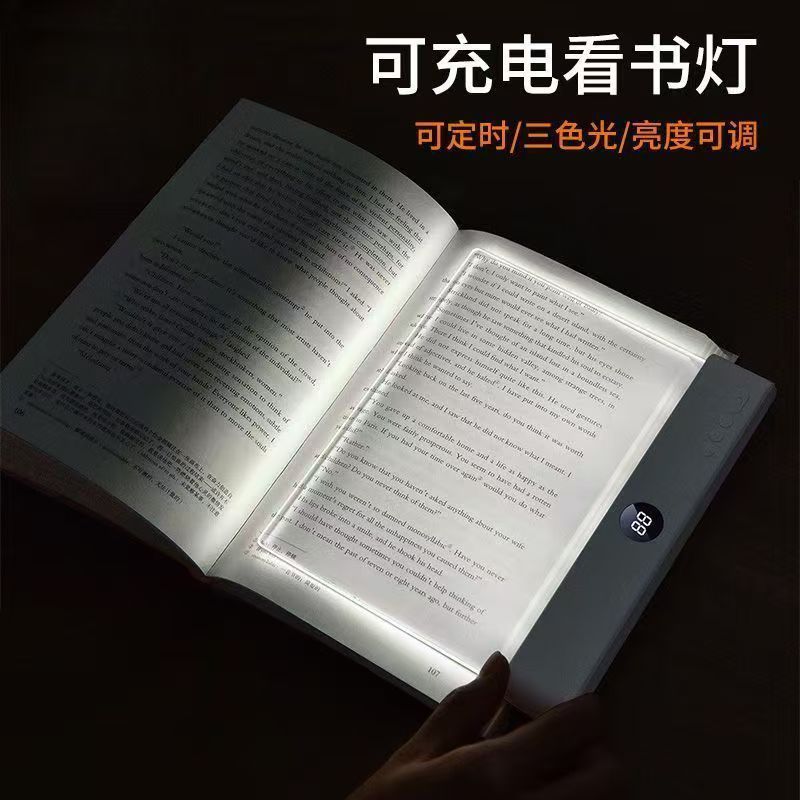 Luz de lectura LED de visión nocturna de panel plano, luz de lectura de estudio con pilas, luz de libro con protección ocular suave para dormitorio con clip para texto