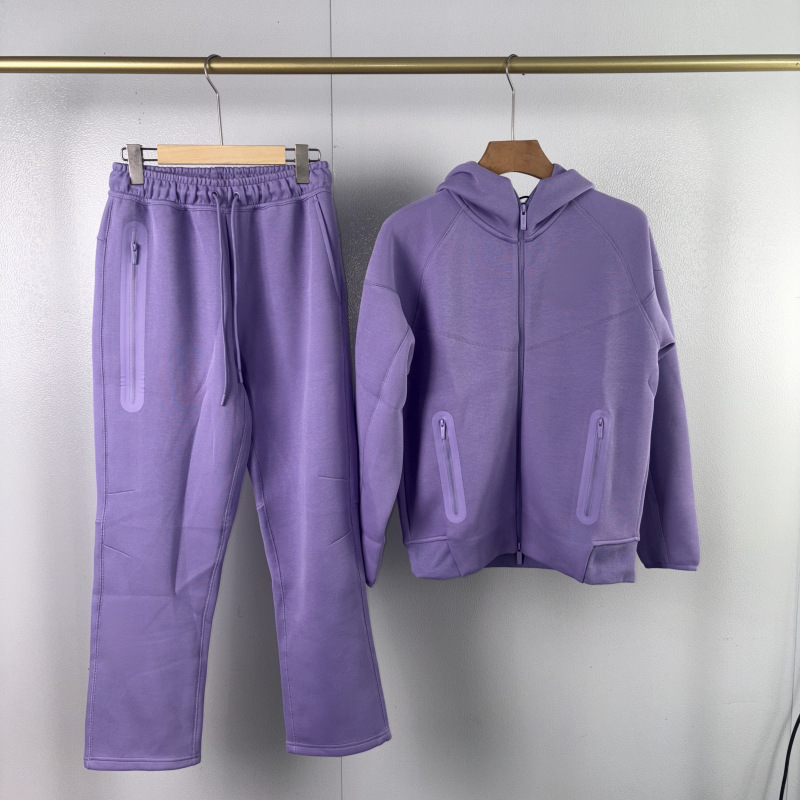 24SS hombres otoño e invierno marca compartida calle cremallera chaqueta con capucha pantalones rectos traje deportivo y casual image 25