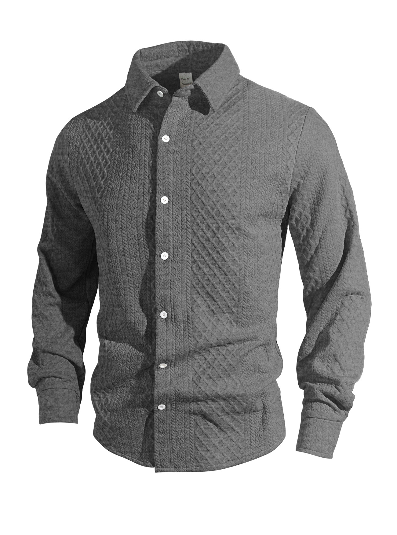 Europa y los Estados Unidos Amazon tejido flor simple botón casuales chaqueta deportiva de negocios hombre camisa transfronteriza de manga larga hombre